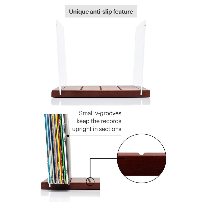 MÃ–NKE Premium Vinyl Record Storage - a Mid-Century Style Record Holder for Albums, 60-70 LP Capacity - Complements Any Record Player (Brown) - Image 4